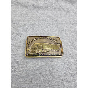 Vintage NWT J.B. Hunt Trucking Solid Brass Service Award Belt Buckle
